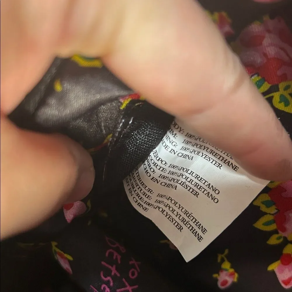 Betsey Johnson Black Backpack with Floral Lining - Picture 5 of 11